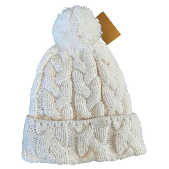 The North Face Women's Gardenia White Cable Minna Pom Beanie Size One Size - Picture 1 of 9